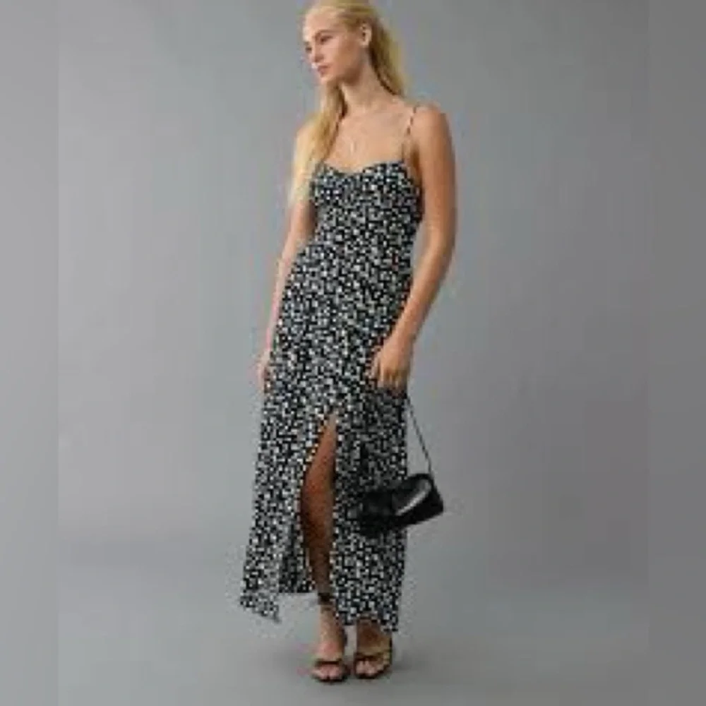 AMERICAN EAGLE Women Dress Cottagecore Boho Floral Summer Slit Maxi Small‎
